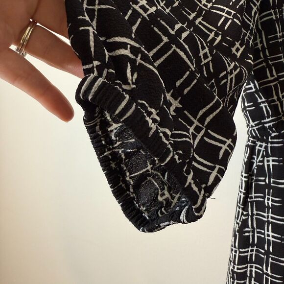 London Style Collection Black White Grid Print Tie Back Jumpsuit size 14‎ Large - Picture 6 of 11